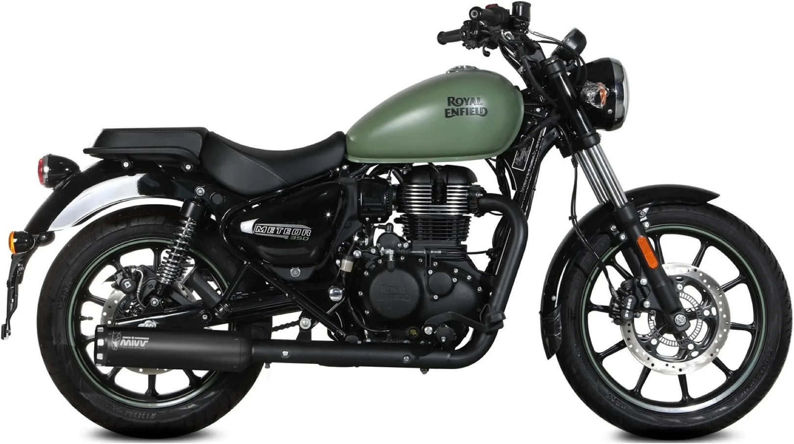 Tubo De Escape Con Homologación Acústica Hr-1 Acero Negro - Mivv Compatible Con Royal Enfield Meteor 350 (2021-2024)