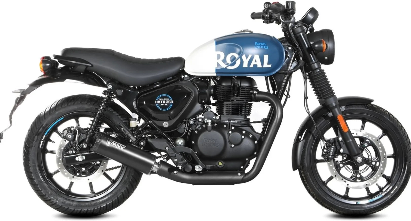 Tubo De Escape Con Homologación Acústica Hr-1 Acero Negro Carbono - Mivv Compatible Con Royal Enfield Hntr 350 (2022-2024)