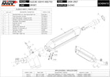 Tubo De Escape Sin Catalizador Y Con Homologación Acústica Suono Acero Carbono - Mivv Compatible Con Suzuki Gsx-R 750 (2006-2007)