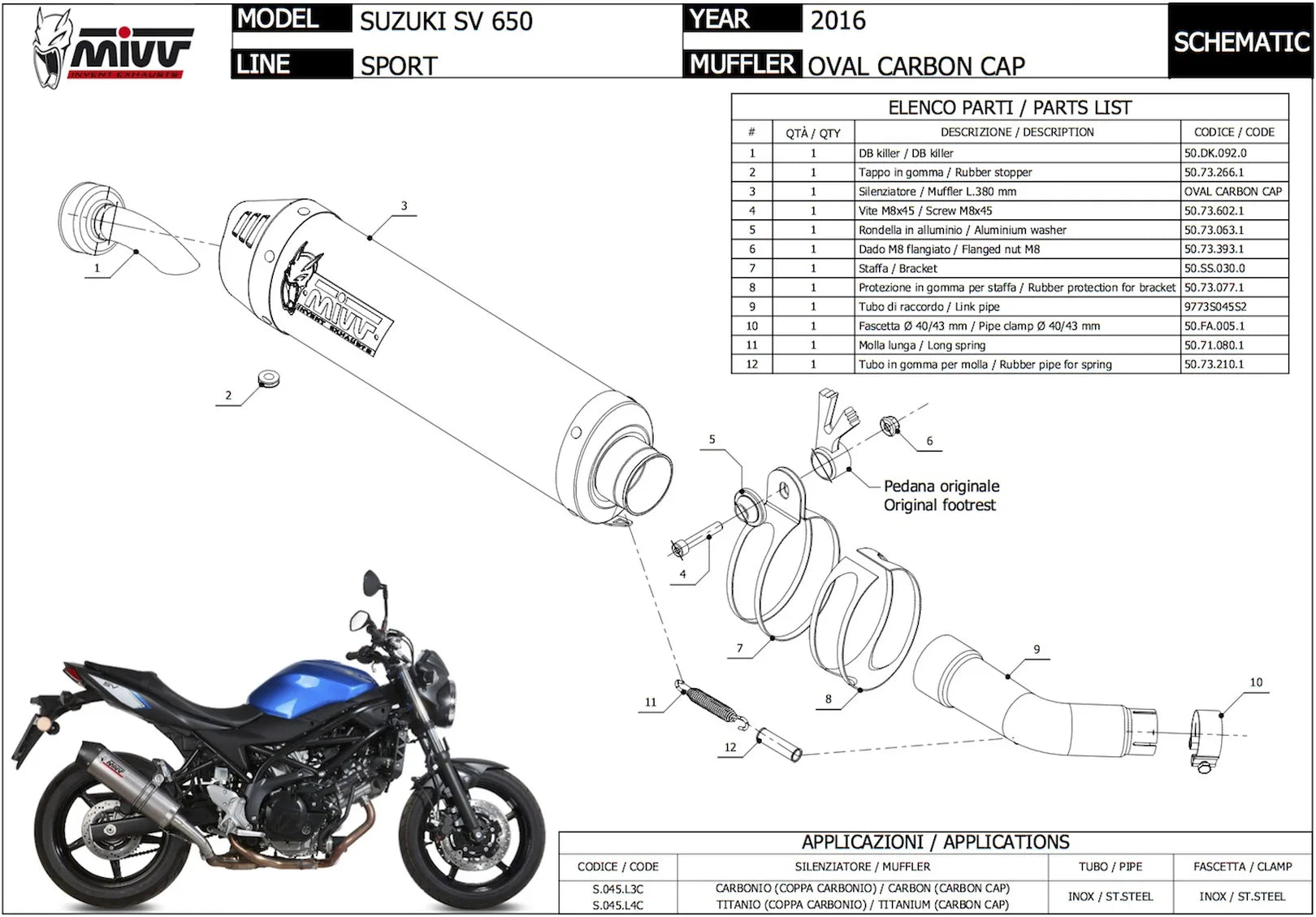 Tubo De Escape Sin Catalizador Y Sin Homologación Acústica Gp Acero Negro - Mivv Compatible Con Suzuki Van 200 (2016-2017)