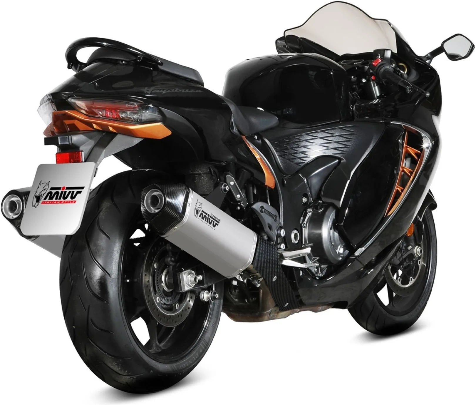 Escape Doble Con Homologación Acústica Speed Edge Titano Negro Carbono - Mivv Compatible Con Suzuki Gsx-R 1300 Hayabusa (2021-2024)