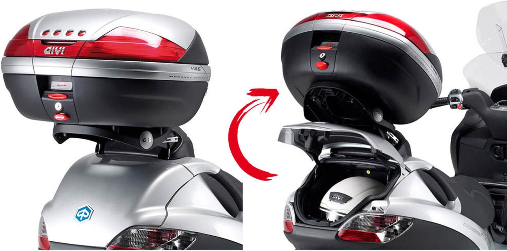 Monokey Trekker Alaska Aluminium Top Case - 56 Lt Trekker Alaska Aluminium - Givi Compatible With Piaggio Mp3 300 - 400 (2006-2011)