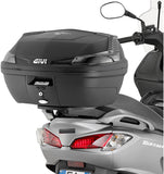 Monolock Riviera Black Tech Top Case - 46 Lt Riviera Technopolymer - Givi Compatible With Suzuki Uh 125 - 200 Burgman K7 K8 K9 (2006-2013)