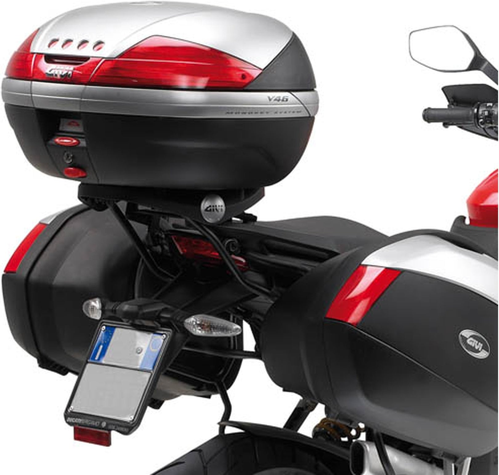 Monokey Trekker Outback Evo Smart Black Aluminium Top Case - 58 Lt Trekker Outback Evo Smart Aluminium - Givi Compatible With Ducati Multistrada 1200 (2010-2012)