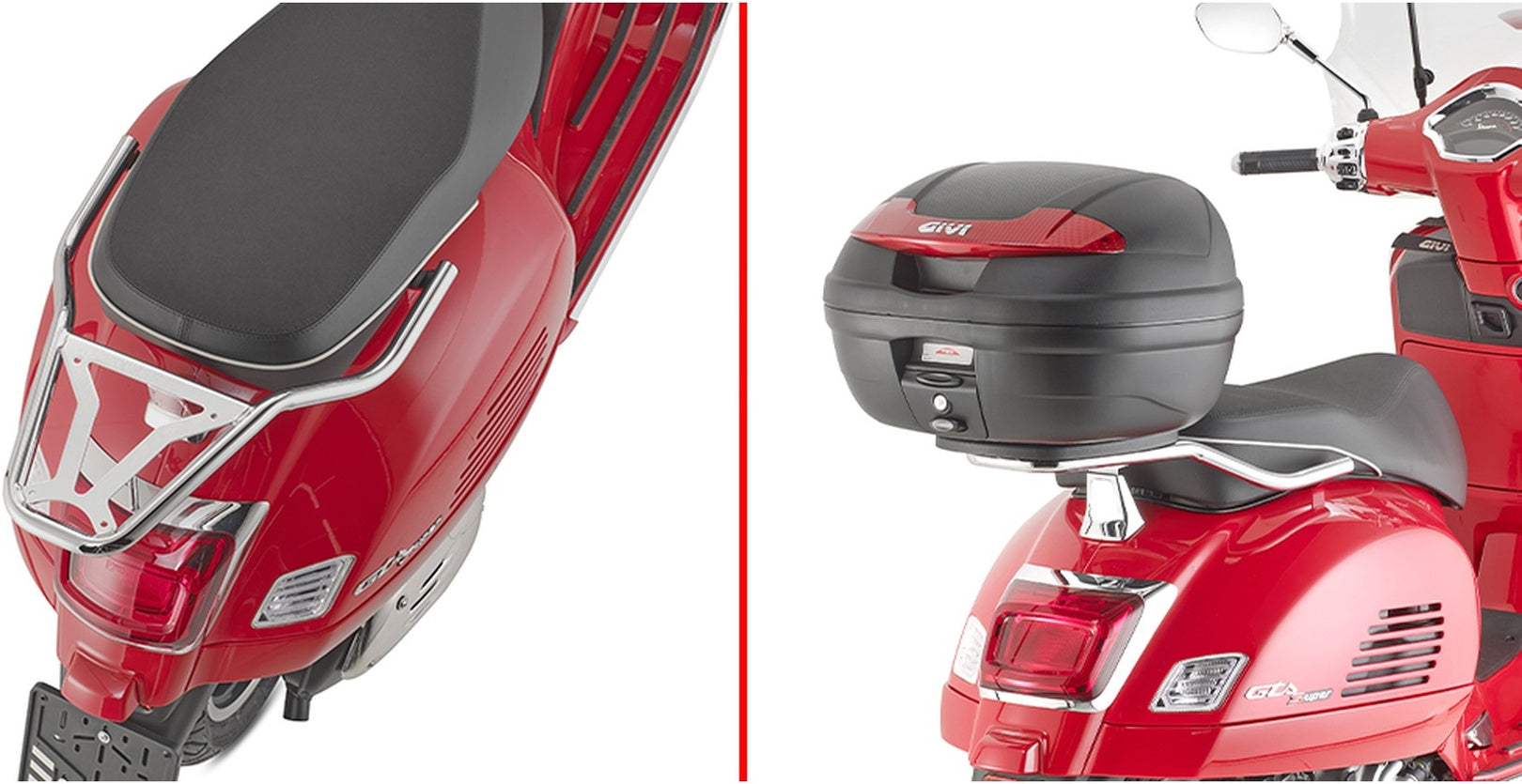 Monolock Riviera Black Tech Top Case - 46 Lt Riviera Technopolymer - Givi Compatible With Piaggio Vespa Gts 125 - 150 - 300 Super (2008-2022)