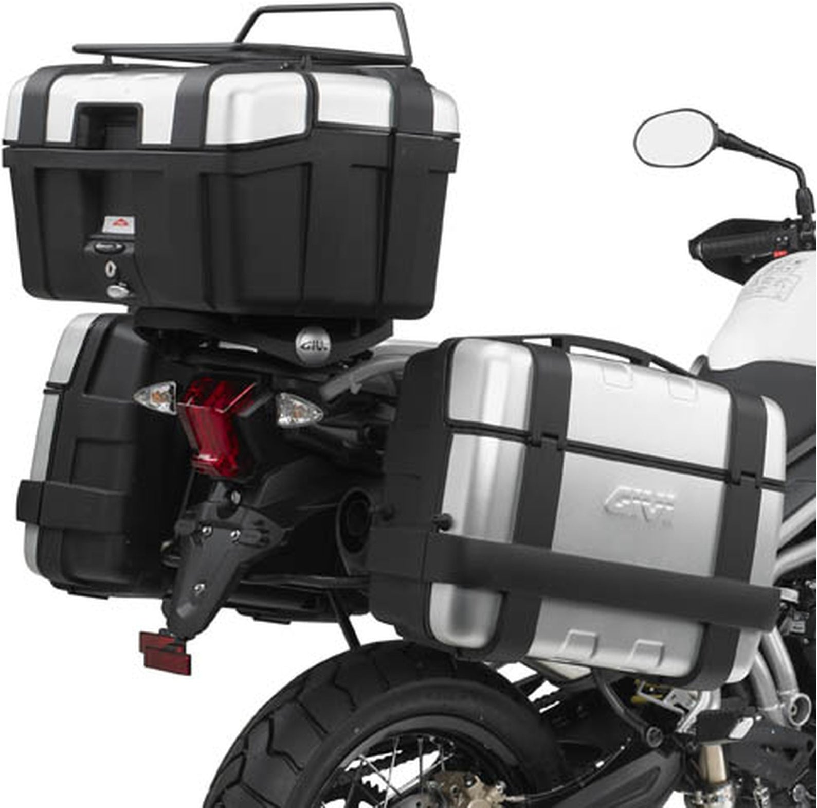 Monokey Trekker Outback Evo Smart Black Aluminium Top Case - 42 Lt Trekker Outback Evo Smart Aluminium - Givi Compatible With Triumph Tiger 800 Xc - Xr (2018-2019)