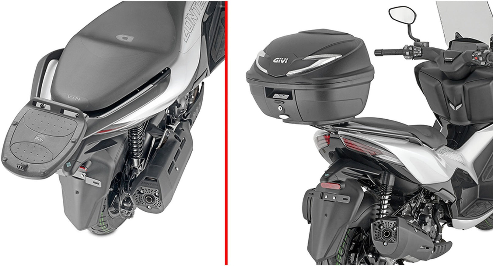 Monolock Vision Black Top Case - 34 Lt Vision Technopolymer - Givi Compatible With Zontes 350 D (2023-2024)