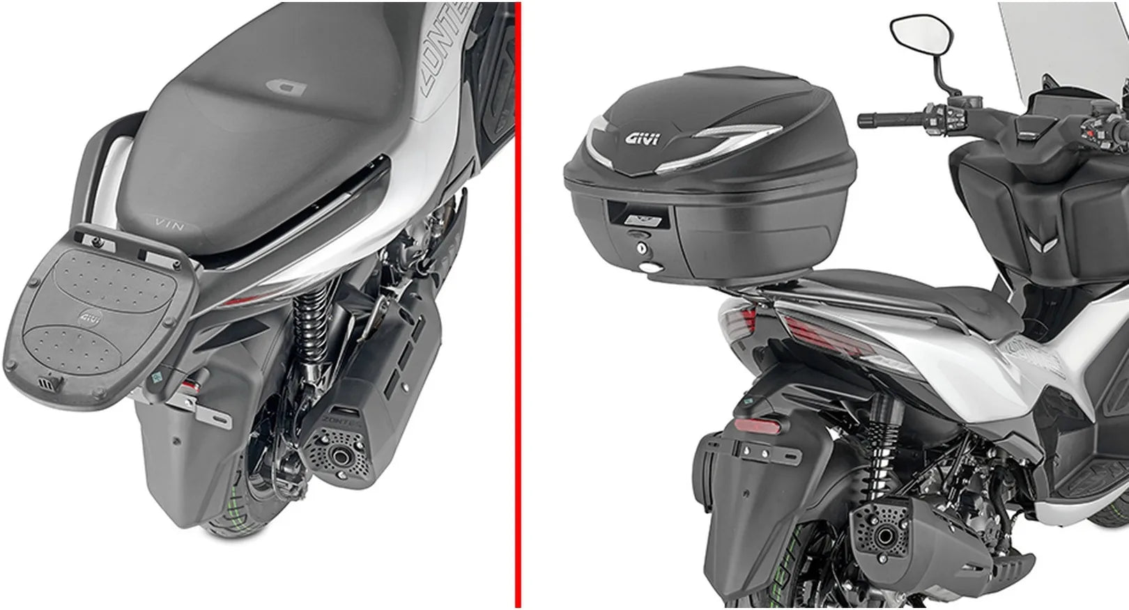 Baúl Monolock Simply Iv Negro Tech 45 Lt Simply Iv Plastico - Givi Compatible Con Zontes 350 D (2023-2024)