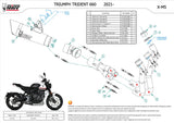 Sistema De Escape Completo Sin Catalizador Y Sin Homologación Acústica X-M5 Acero Negro Carbono - Mivv Compatible Con Triumph Trident 660 (2021-2024)