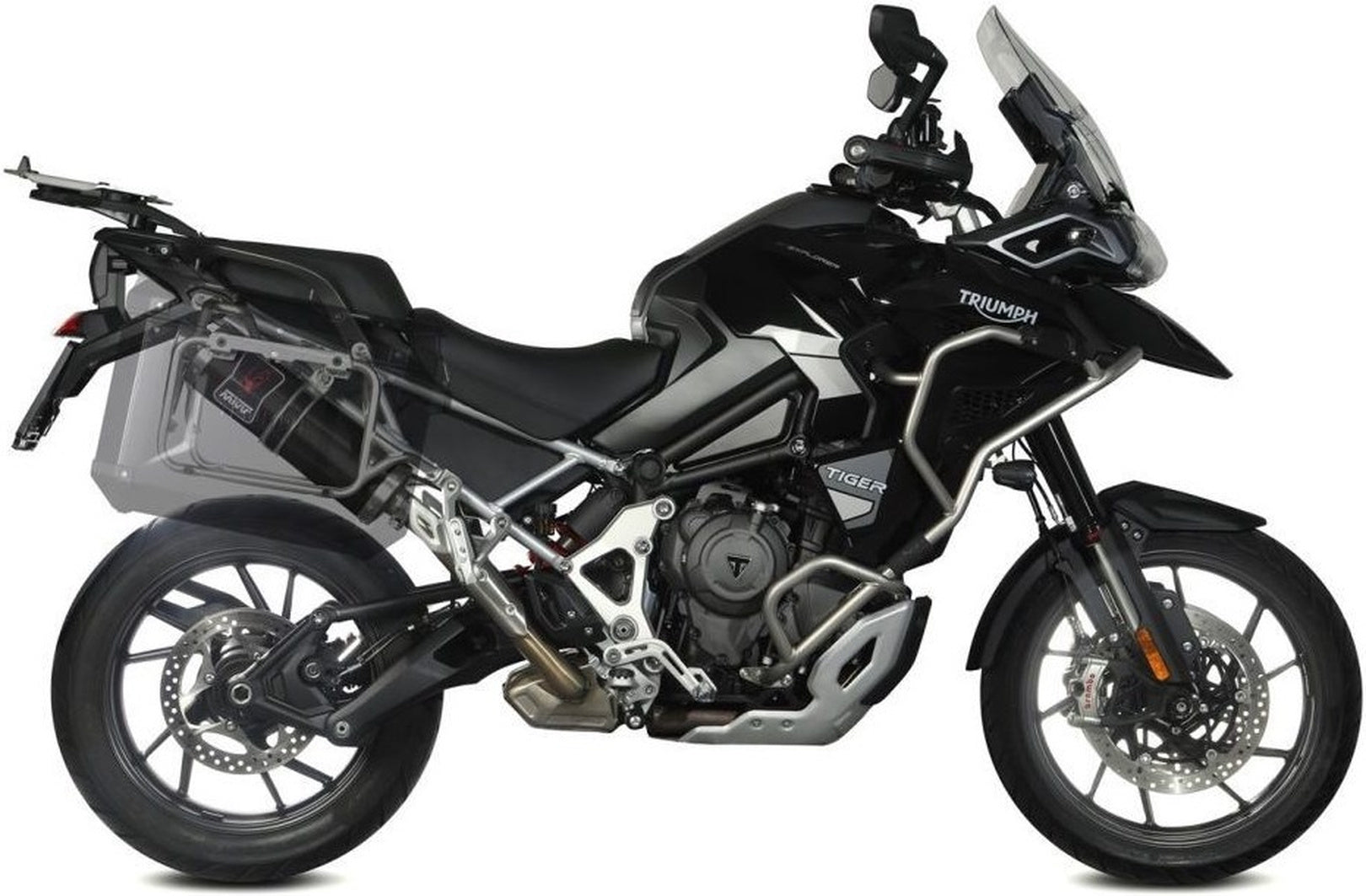 Exhaust Tip With Noise Certification Dakar Steel Black - Mivv Compatible With Triumph Tiger 1200 Gt - Rally (2021-2024)