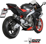 Sistema De Escape Completo Sin Catalizador Y Sin Homologación Acústica Delta Race Carbono Carbono - Mivv Compatible Con Aprilia Rs 660 (2020-2024)