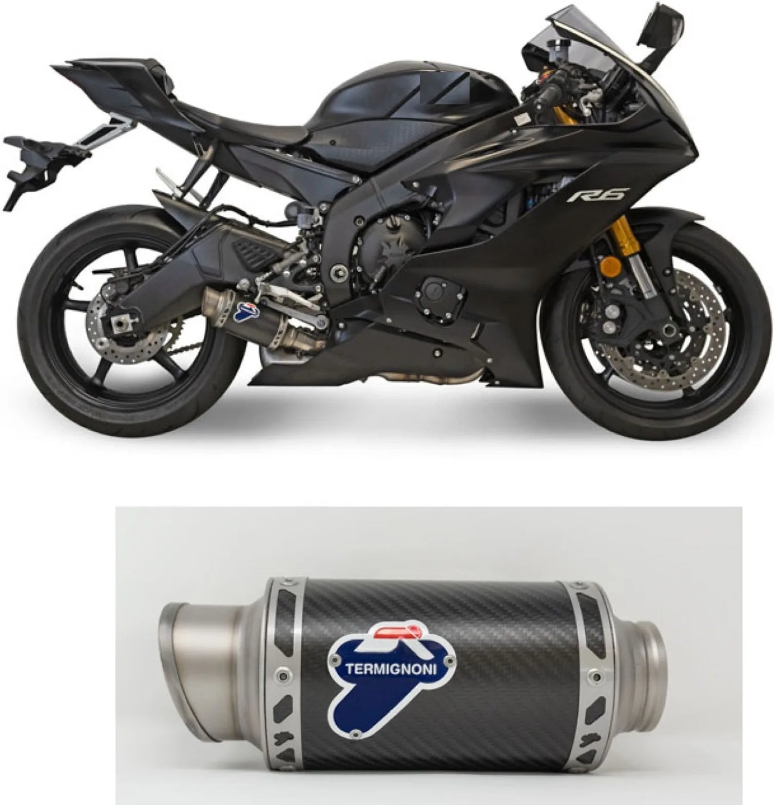 Tubo De Escape Sin Homologación Acústica Gp Carbono - Termignoni Compatible Con Yamaha Yzf-R6 (2006-2023)
