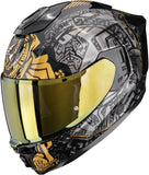 Full-Face Motorcycle Helmet Scorpion Exo Exo-1500 Air Ultra Tct Black Grey Gold Apus Size M