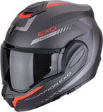 Flip-Up Motorcycle Helmet Scorpion Exo Exo-Tech Evo Carbon Carbon Fiber Matt Black Red Cosy Size Xxl