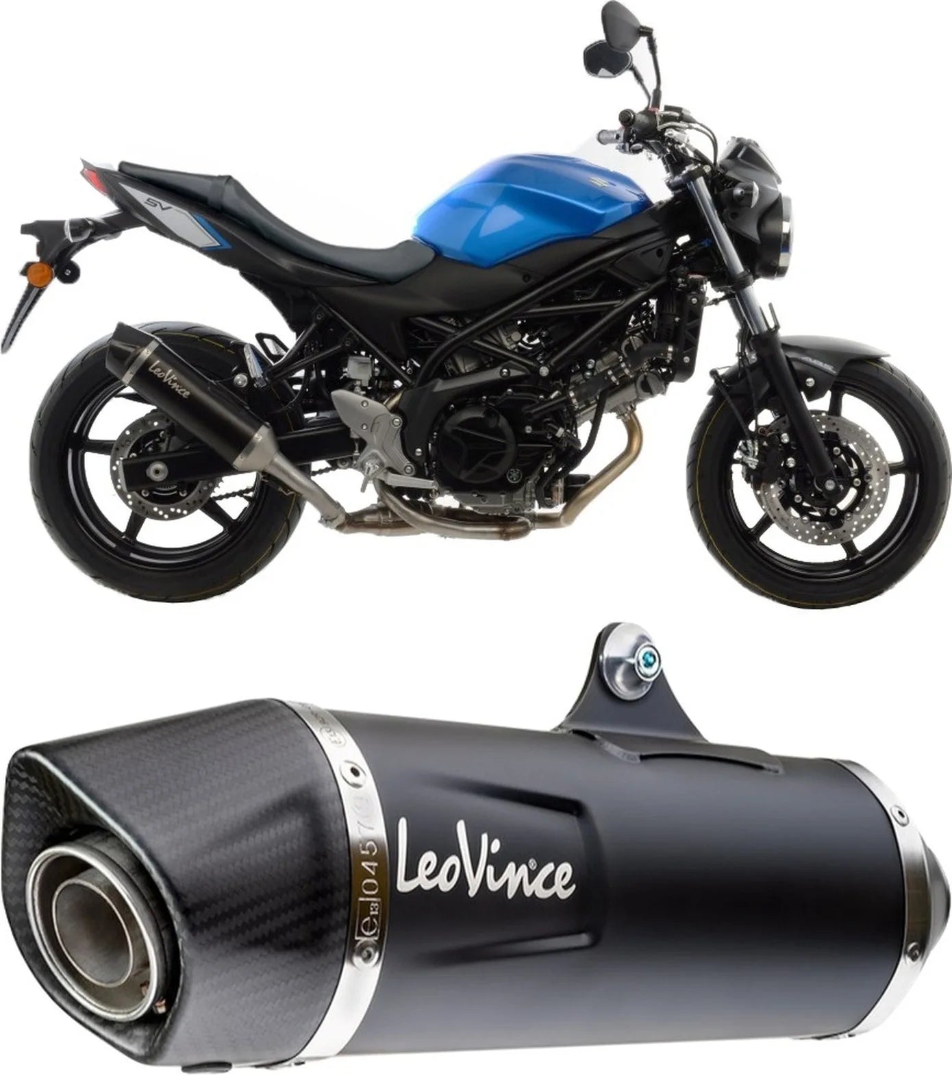 Tubo De Escape Sin Homologación Acústica Nero Acero Fondo Carbono - Leovince Compatible Con Suzuki Sv 650 (2016-2024)