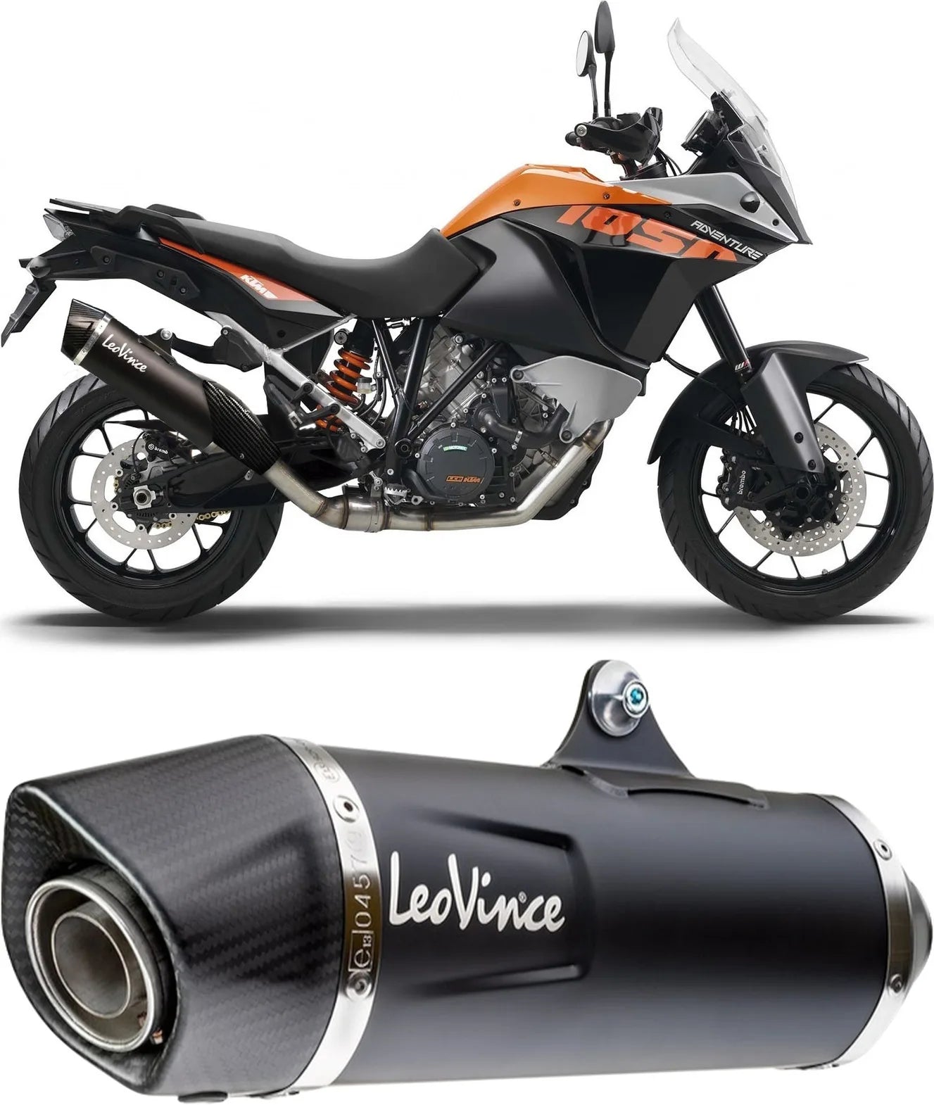 Tubo De Escape Sin Homologación Acústica Nero Acero Fondo Carbono - Leovince Compatible Con Ktm 1050 Adventure (2015-2016)