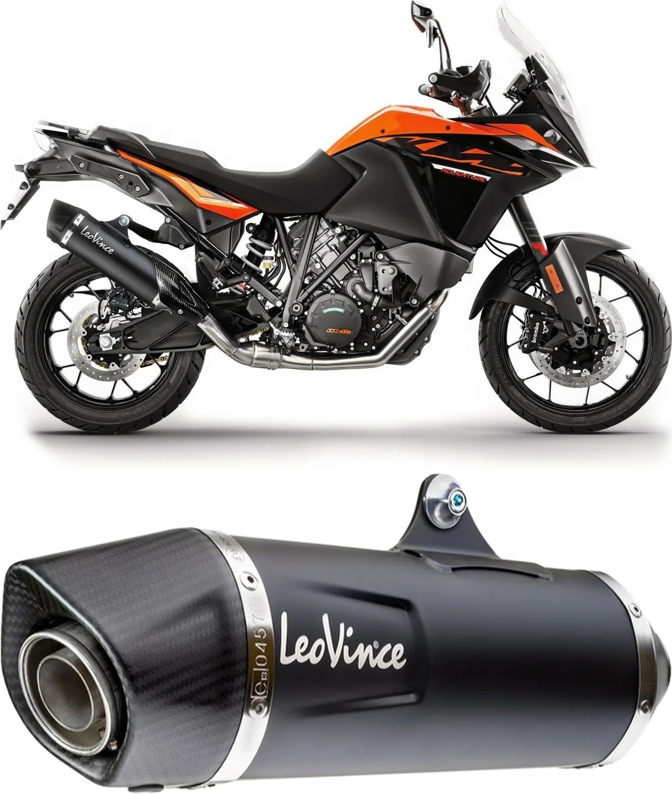 Tubo De Escape Sin Homologación Acústica Nero Acero Fondo Carbono - Leovince Compatible Con Ktm 1290 Super Adventure R - S (2017-2020)