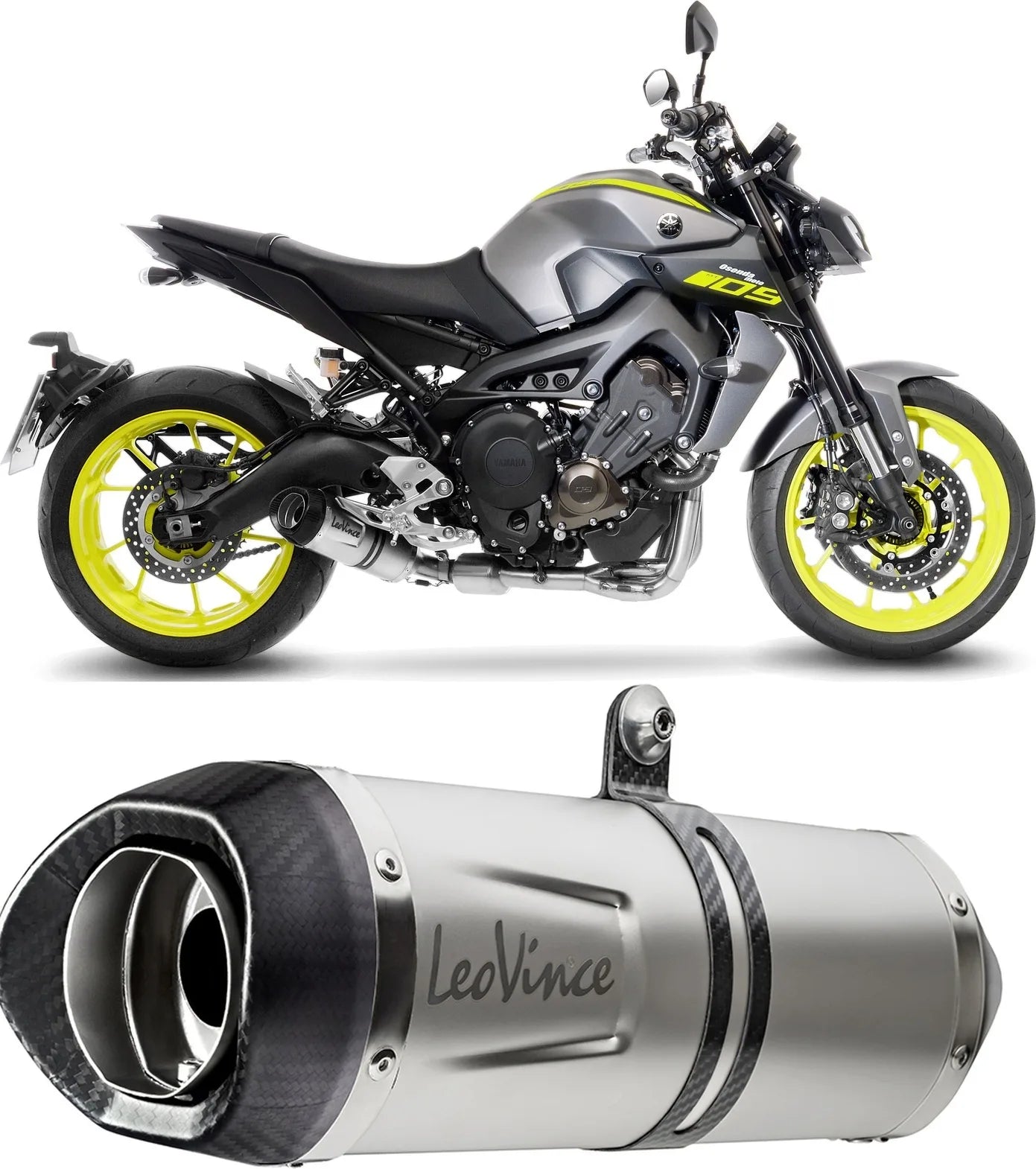Sistema De Escape Completo Sin Catalizador Y Sin Homologación Acústica Lv One Evo Acero Fondo Carbono - Leovince Compatible Con Yamaha Fj-09 Tracer (2017-2020)