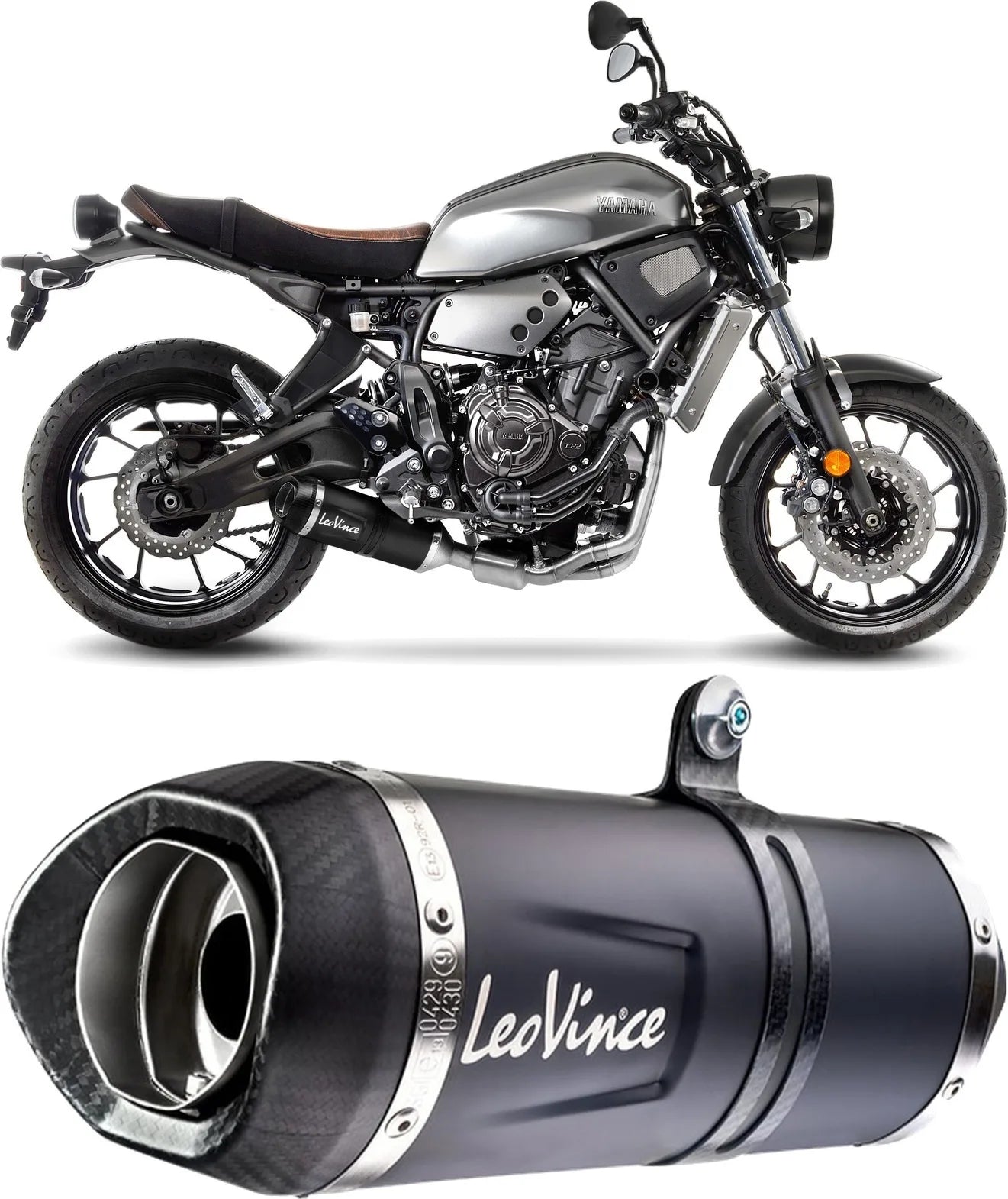 Sistema De Escape Completo Sin Catalizador Y Sin Homologación Acústica Lv One Evo Acero Negro Fondo Carbono - Leovince Compatible Con Yamaha Xsr 700 (2016-2020)