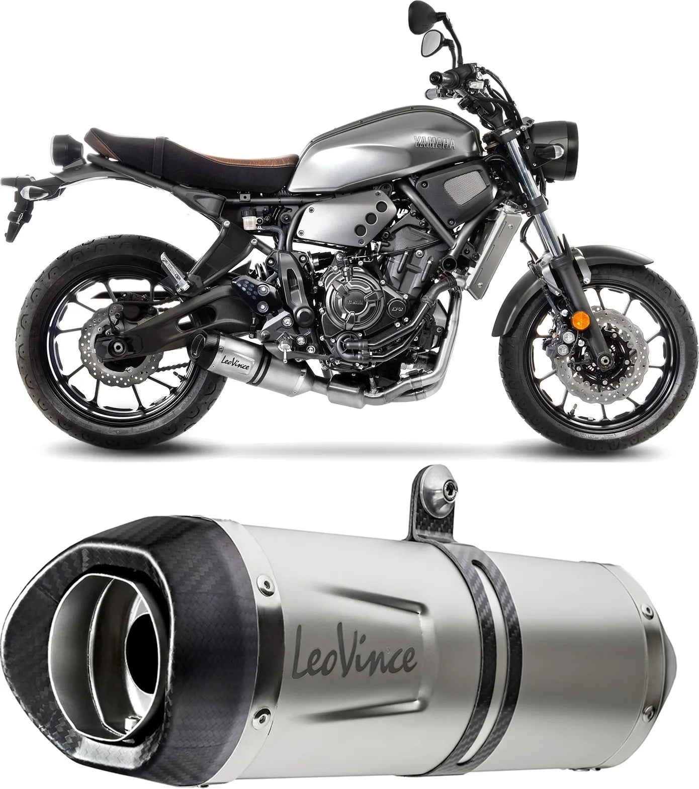 Sistema De Escape Completo Sin Catalizador Y Sin Homologación Acústica Lv One Evo Acero Fondo Carbono - Leovince Compatible Con Yamaha Mt-07 (2017-2020)