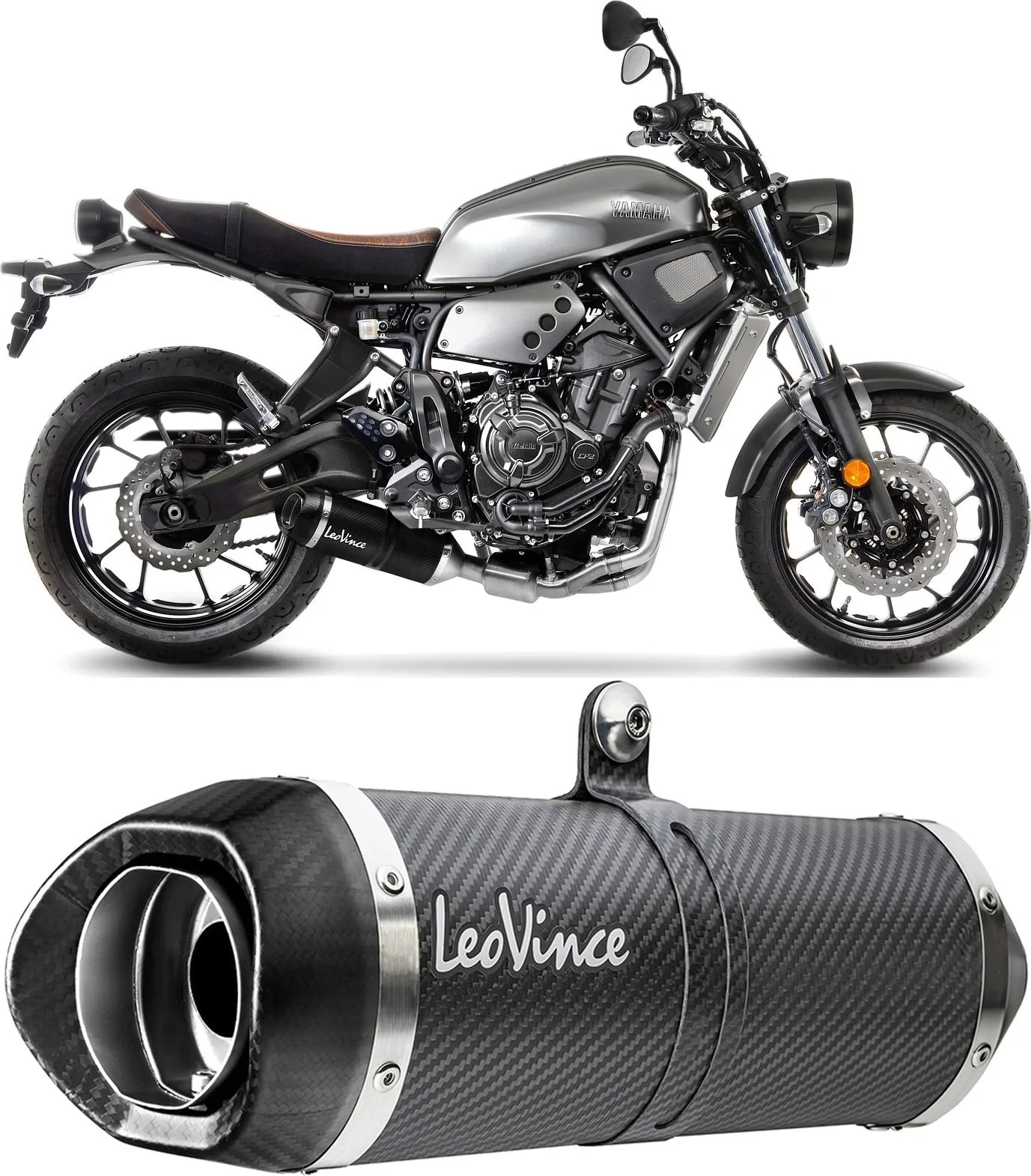 Sistema De Escape Completo Sin Catalizador Y Sin Homologación Acústica Lv One Evo Carbono Fondo Carbono - Leovince Compatible Con Yamaha Tracer 700 Gt (2019-2020)