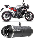 Exhaust Tip Without Sound Certification Lv One Evo Carbon Fiber Carbon Fiber End Cap - Leovince Compatible With Triumph Street Triple 765 Rs (2017-2019)