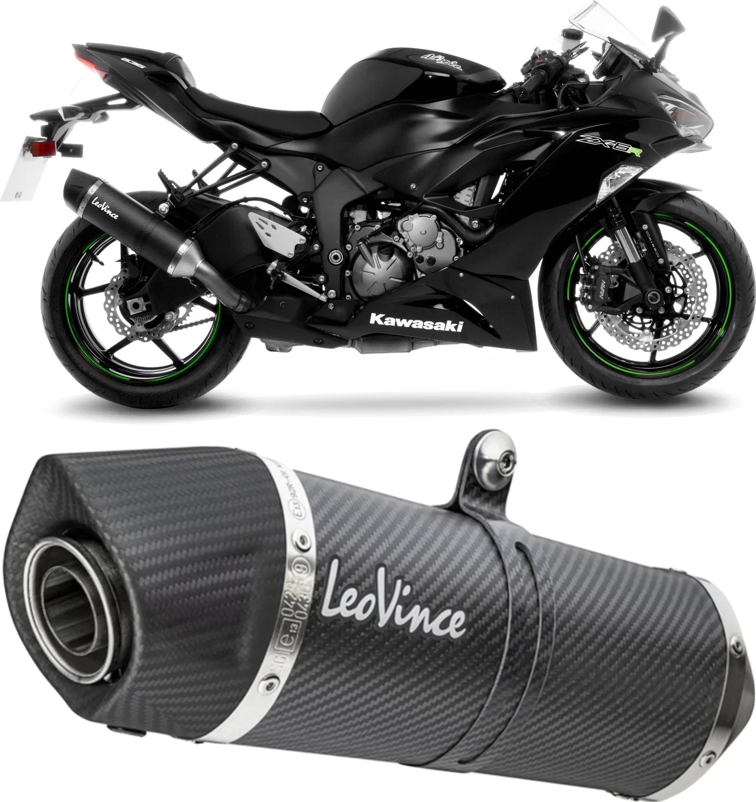 Tubo De Escape Sin Homologación Acústica Lv One Evo Carbono Fondo Carbono - Leovince Compatible Con Kawasaki Zx 6R Ninja (2024-2026)