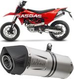 Tubo De Escape Sin Homologación Acústica Lv One Evo Acero Fondo Carbono - Leovince Compatible Con Ktm 690 Smc R (2019-2024)