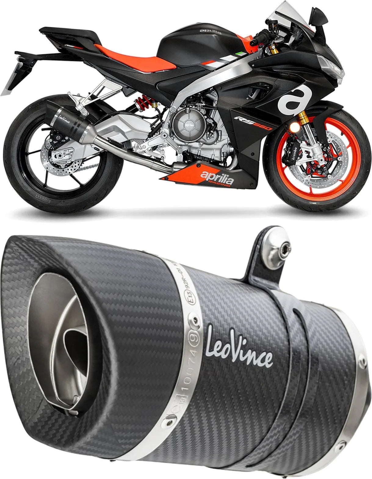 Sistema De Escape Completo Sin Catalizador Y Sin Homologación Acústica Lv Pro Carbono Fondo Carbono - Leovince Compatible Con Aprilia Rs 660 (2021-2024)