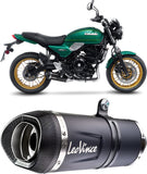 Complete Exhaust System Without Catalytic Converter And Without Sound Certification Lv One Evo Steel Black Carbon Fiber End Cap - Leovince Compatible With Kawasaki Versys 650 (2021-2024)