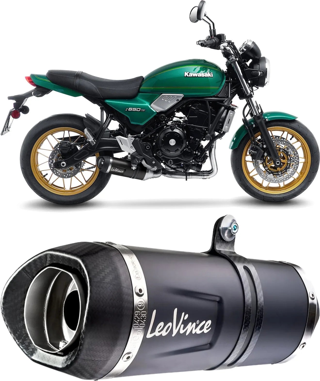 Sistema De Escape Completo Sin Catalizador Y Sin Homologación Acústica Lv One Evo Acero Negro Fondo Carbono - Leovince Compatible Con Kawasaki Versys 650 (2021-2024)