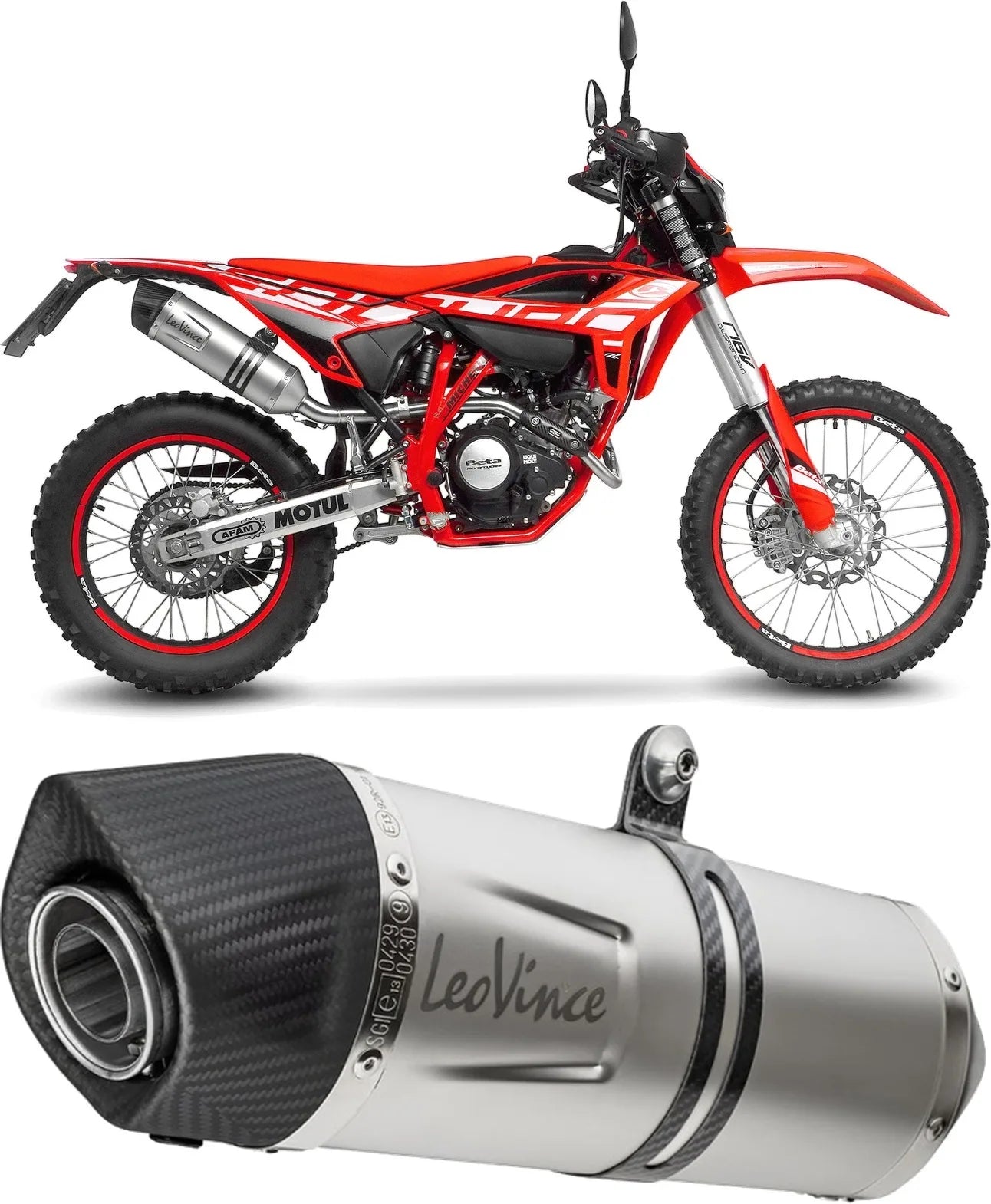 Tubo De Escape Sin Homologación Acústica Lv One Evo Acero Fondo Carbono - Leovince Compatible Con Beta Rr 125 Motard Lc 4T (2021-2024)