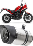 Exhaust Tip Without Sound Certification Lv Pro Stainless Steel Carbon Fiber End Cap - Leovince Compatible With Moto Morini X-Cape 650 - A2 (2021-2024)