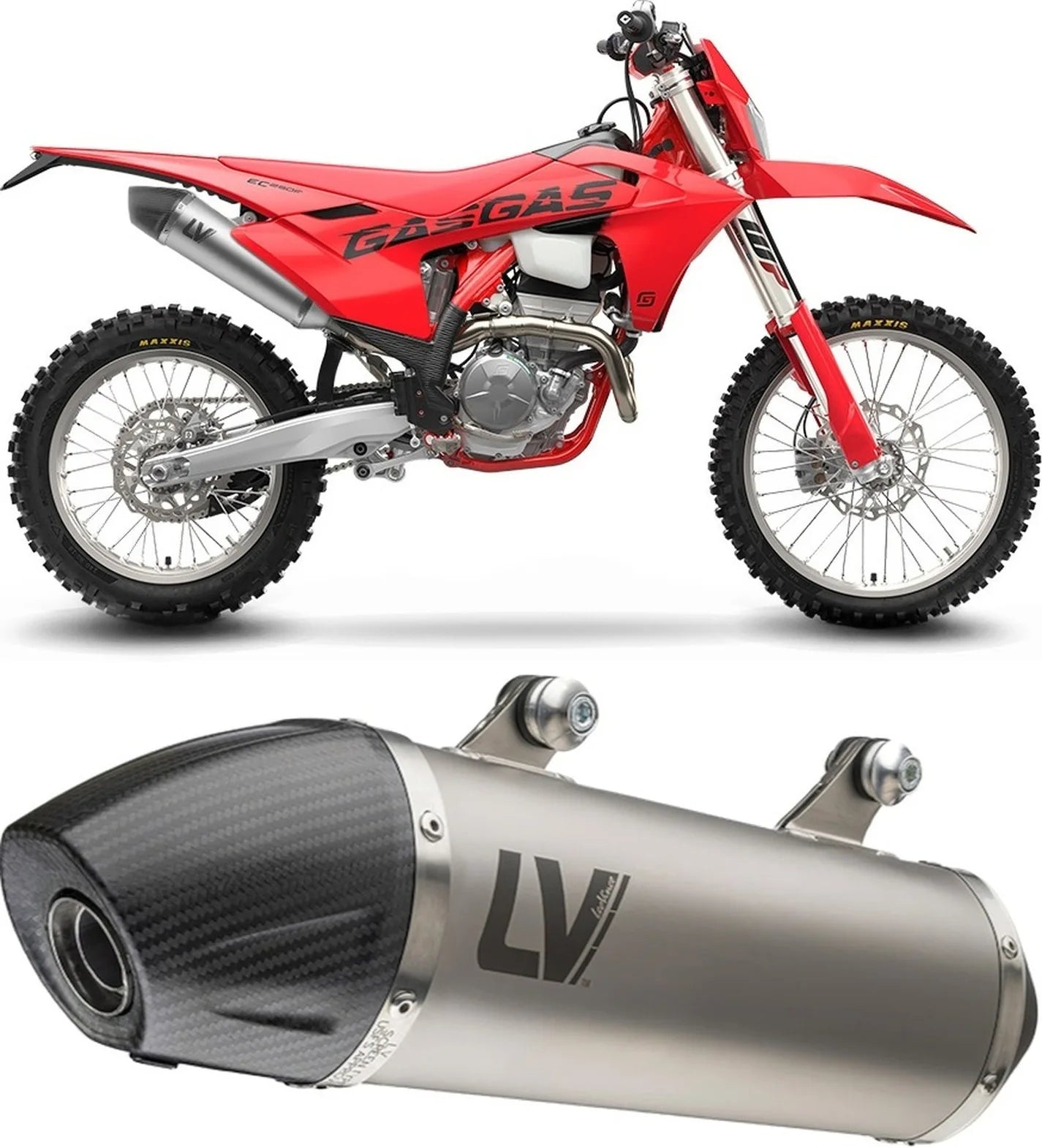 Tubo De Escape Sin Homologación Acústica Lv-X Evo Acero Fondo Carbono - Leovince Compatible Con Gasgas Ec 350 F (2024-2025)