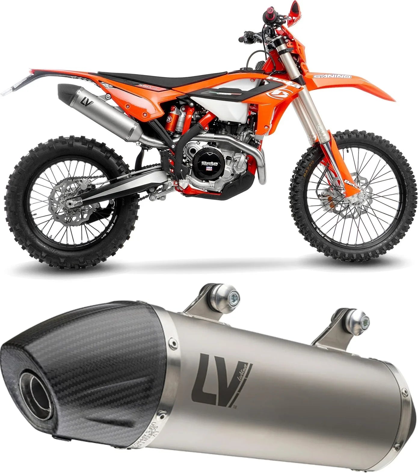 Tubo De Escape Sin Homologación Acústica Lv-X Evo Acero Fondo Carbono - Leovince Compatible Con Beta Rr 350 Racing 4T (2020-2025)