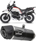 Exhaust Tip Without Sound Certification Lv One Evo Steel Black Carbon Fiber End Cap - Leovince Compatible With Moto Guzzi V85 Tt (2024-2026)