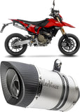 Escape Doble Sin Homologación Acústica Lv Pro Acero Fondo Carbono - Leovince Compatible Con Ducati Hypermotard 698 Mono (2024-2026)