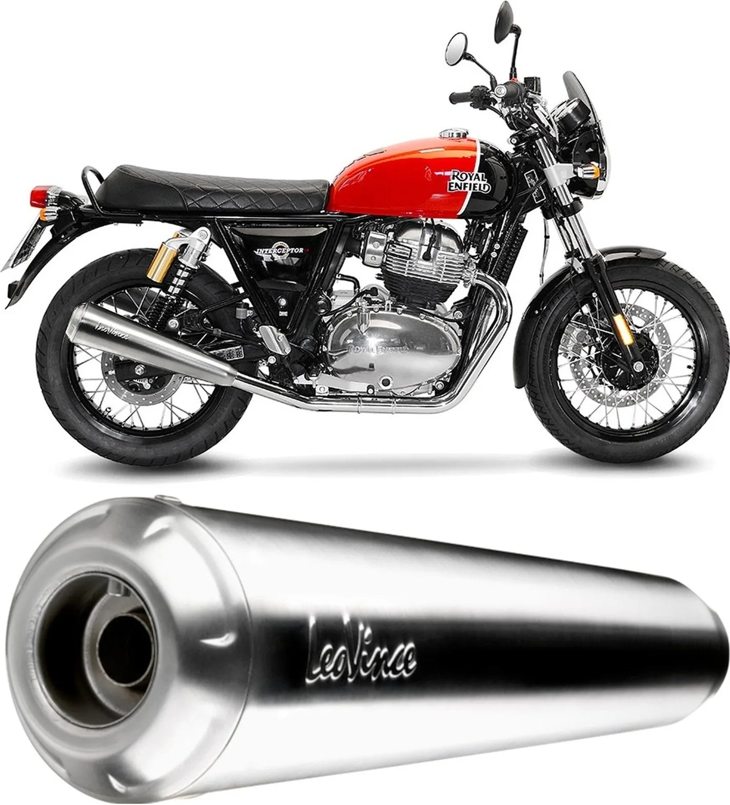 Escape Doble Sin Homologación Acústica Classic Racer Acero Fondo Acero - Leovince Compatible Con Royal Enfield Continental Gt 650 (2019-2026)
