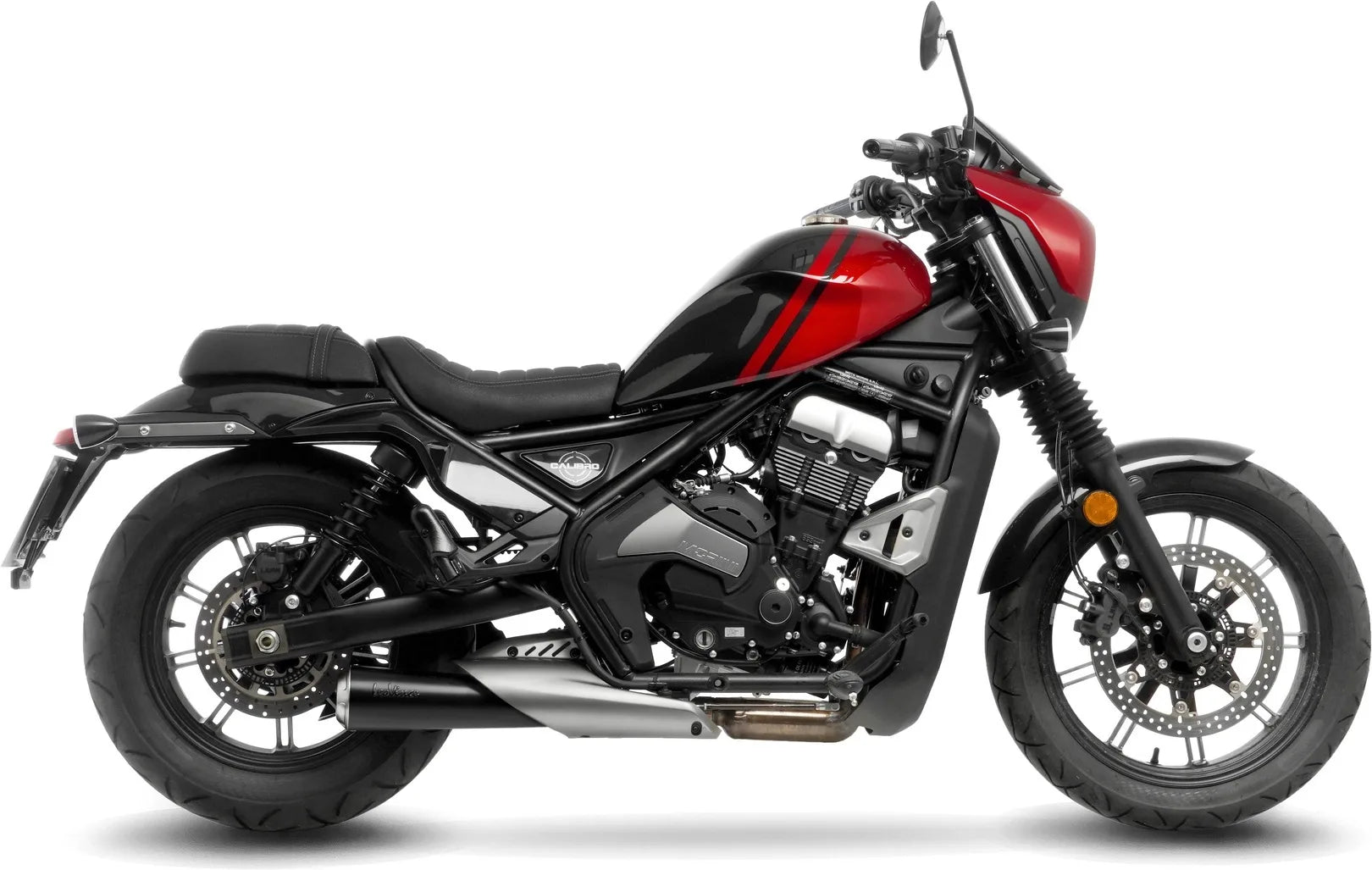 Tubo De Escape Sin Homologación Acústica Classic Racer Acero Negro Fondo Acero - Leovince Compatible Con Moto Morini Calibro Bagger (2024-2026)