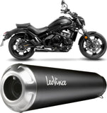 Sistema De Escape Completo Sin Catalizador Y Sin Homologación Acústica Gp One Acero Full Negro Fondo Acero - Leovince Compatible Con Kawasaki Vulcan 650 S (2017-2020)
