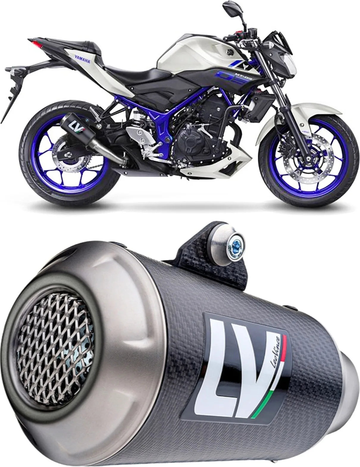 Tubo De Escape Sin Homologación Acústica Lv-10 Carbono Fondo Acero - Leovince Compatible Con Yamaha Yzf-R3 (2018)