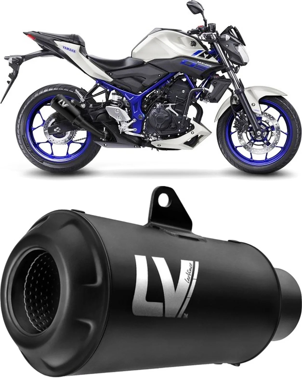 Tubo De Escape Sin Homologación Acústica Lv-10 Acero Full Negro Fondo Acero Negro - Leovince Compatible Con Yamaha Mt-25 250 (2015-2018)