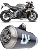 Tubo De Escape Sin Homologación Acústica Lv-10 Carbono Fondo Acero - Leovince Compatible Con Aprilia Rsv4 1100 (2021-2024)