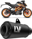 Tubo De Escape Sin Homologación Acústica Lv-10 Acero Full Negro Fondo Acero Negro - Leovince Compatible Con Ktm 390 Duke (2021-2023)