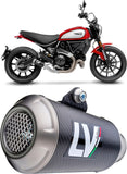 Tubo De Escape Sin Homologación Acústica Lv-10 Carbono Fondo Acero - Leovince Compatible Con Ducati Scrambler 800 Night Shift (2021-2022)