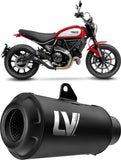 Tubo De Escape Sin Homologación Acústica Lv-10 Acero Full Negro Fondo Acero Negro - Leovince Compatible Con Ducati Scrambler 800 Icon (2021-2022)