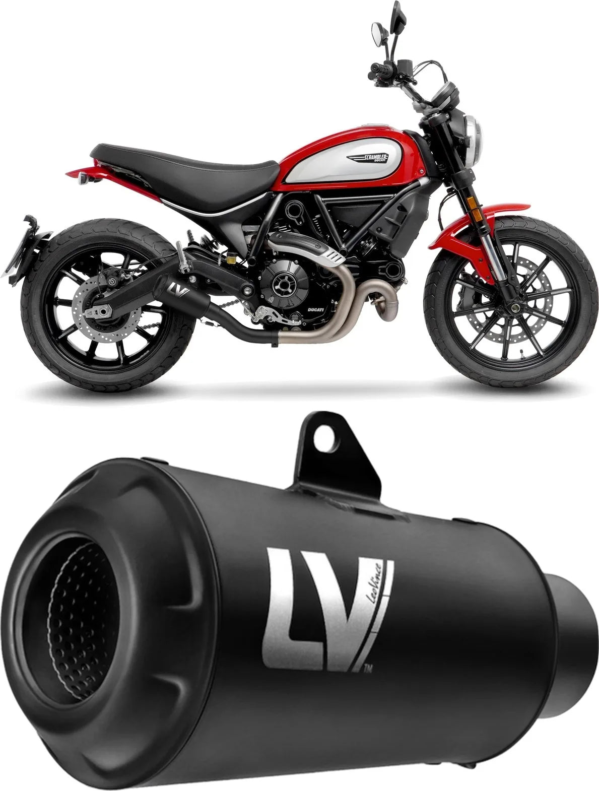 Tubo De Escape Sin Homologación Acústica Lv-10 Acero Full Negro Fondo Acero Negro - Leovince Compatible Con Ducati Scrambler 800 Urban Motard (2021-2022)