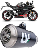 Tubo De Escape Sin Homologación Acústica Lv-10 Carbono Fondo Acero - Leovince Compatible Con Cfmoto 450 Ss - Sr (2023-2024)