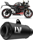 Tubo De Escape Sin Homologación Acústica Lv-10 Acero Full Negro Fondo Acero Negro - Leovince Compatible Con Cfmoto 450 Ss - Sr (2023-2024)