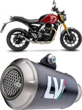 Tubo De Escape Sin Homologación Acústica Lv-10 Carbono Fondo Acero - Leovince Compatible Con Triumph Scrambler 400 X (2024-2026)